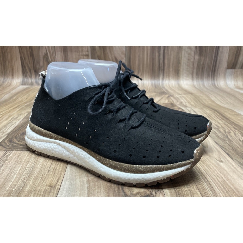 OTBT Alstead Step‎ Lite Sneakers Sz 9.5M Black Faux Suede Upper Cork Footbed